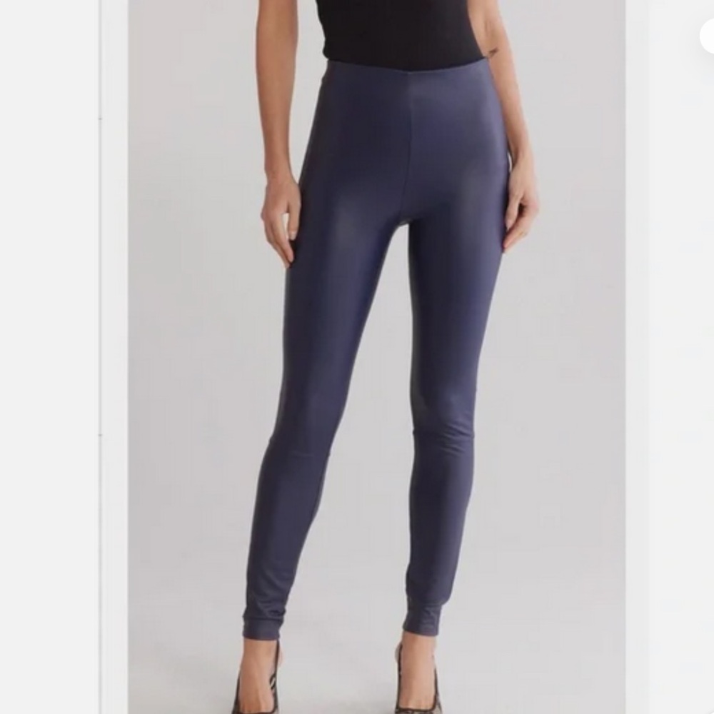Good American Faux Leather Pants / Leggings - Ink Blue - Size XS